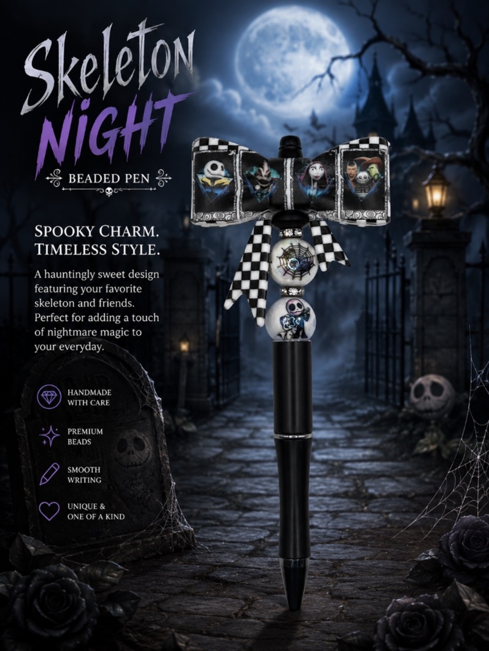 Midnight Skeleton Masquerade Pen